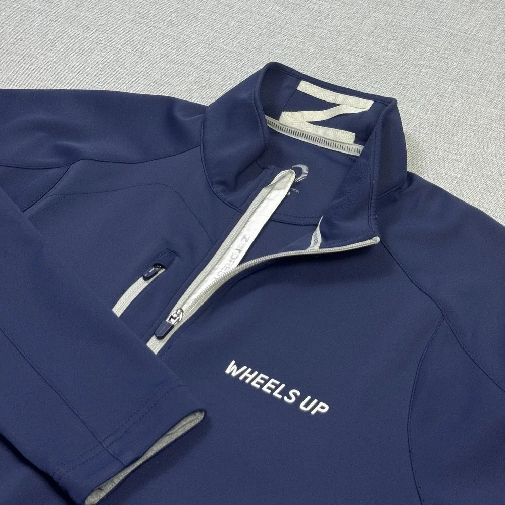 Zero Restriction Wheels Up 1/4 Zip Golf Pullover Mens Large Blue Tour Series
